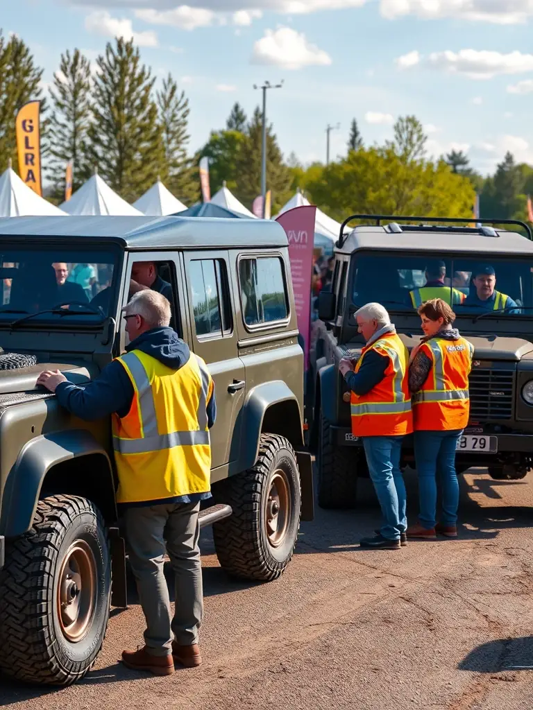 A captivating image of a classic car exhibition at a local community event, highlighting the club's efforts to promote motorsport heritage and engage with the public.