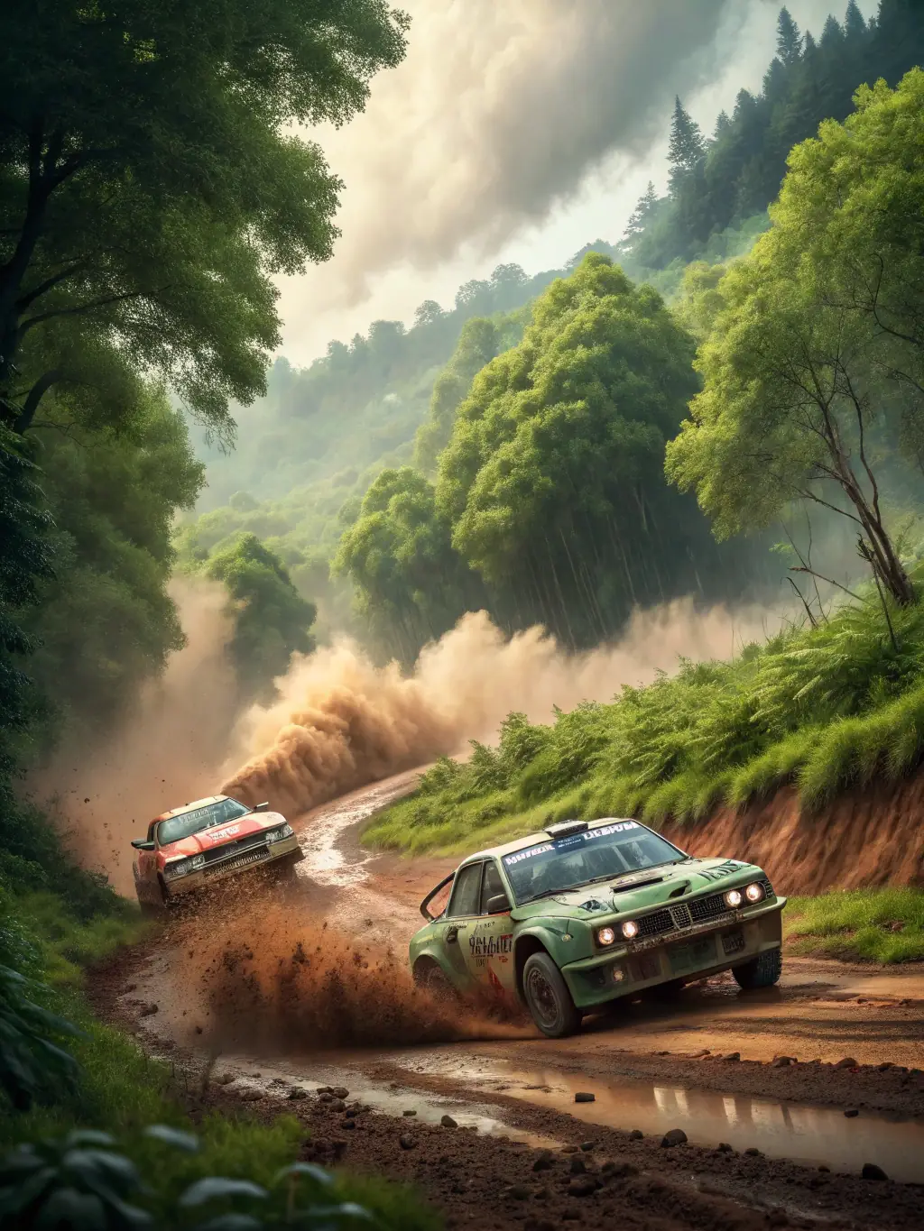 A vibrant photo capturing the excitement of a local rally event organized by ÉCURIE VÉSUBIENNE AUTOMOBILE, showcasing cars speeding through a scenic route with enthusiastic spectators.